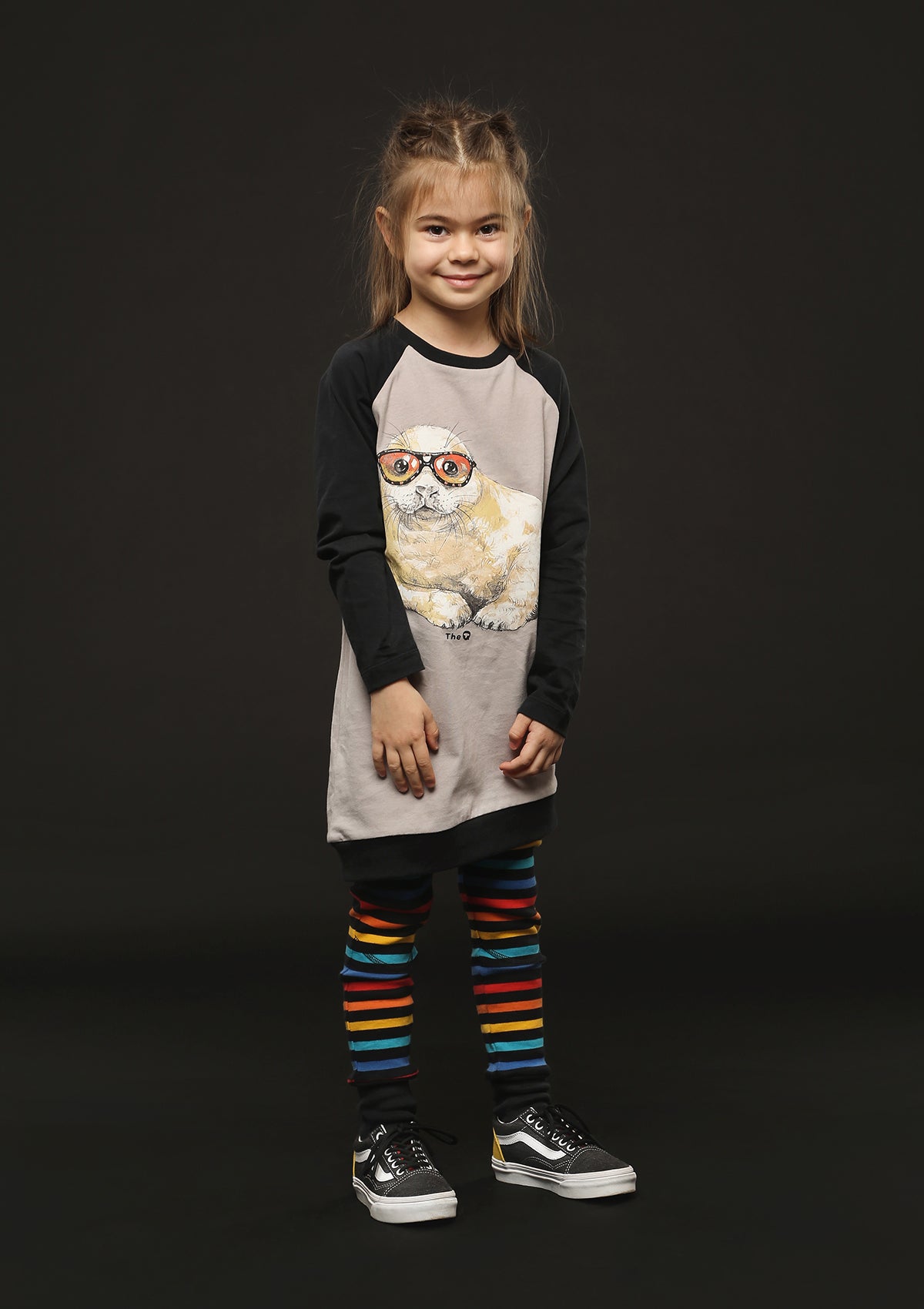Organic Knee Patch Leggings - Black Multistripe - The QT