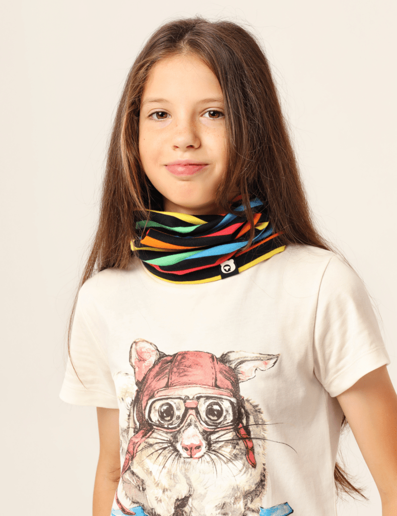 Organic Cosy Rib Snood - Black Multistripe - The QT