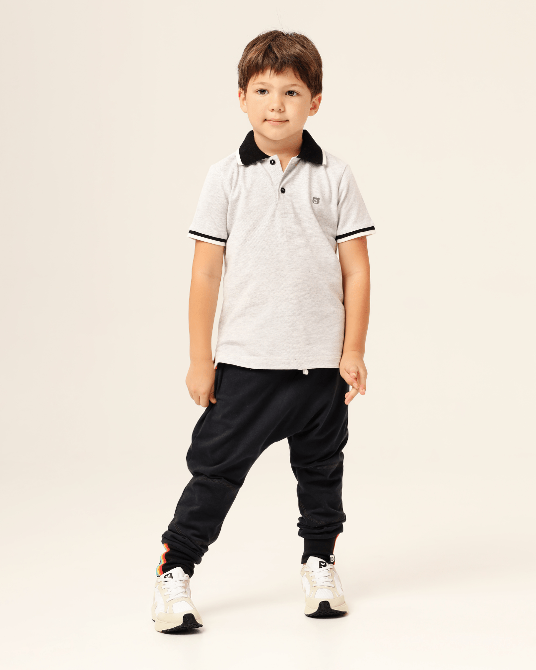 Organic Polo Tee - Grey Marl - The QT