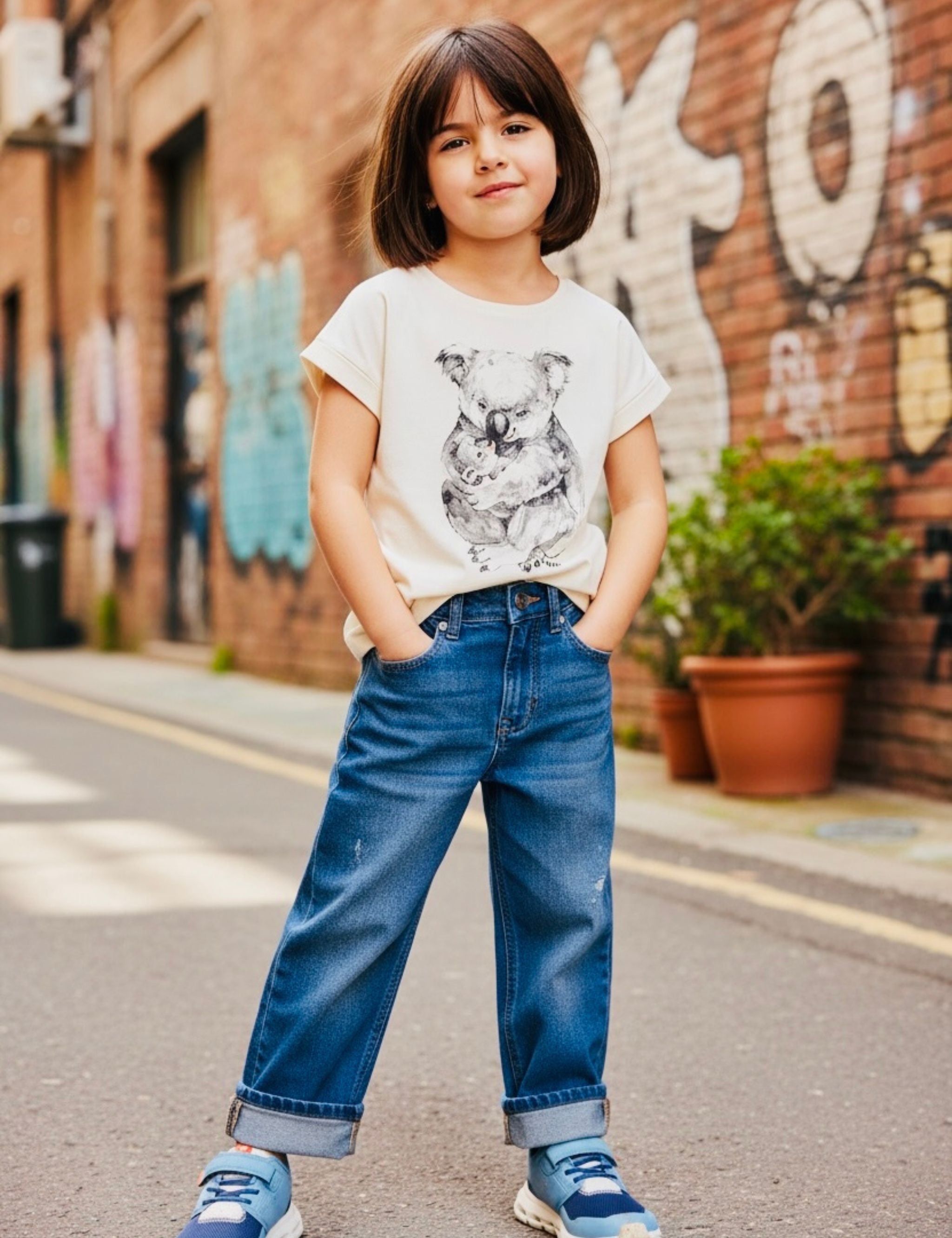 Organic Cap Sleeve Tee - Koala Cuddle