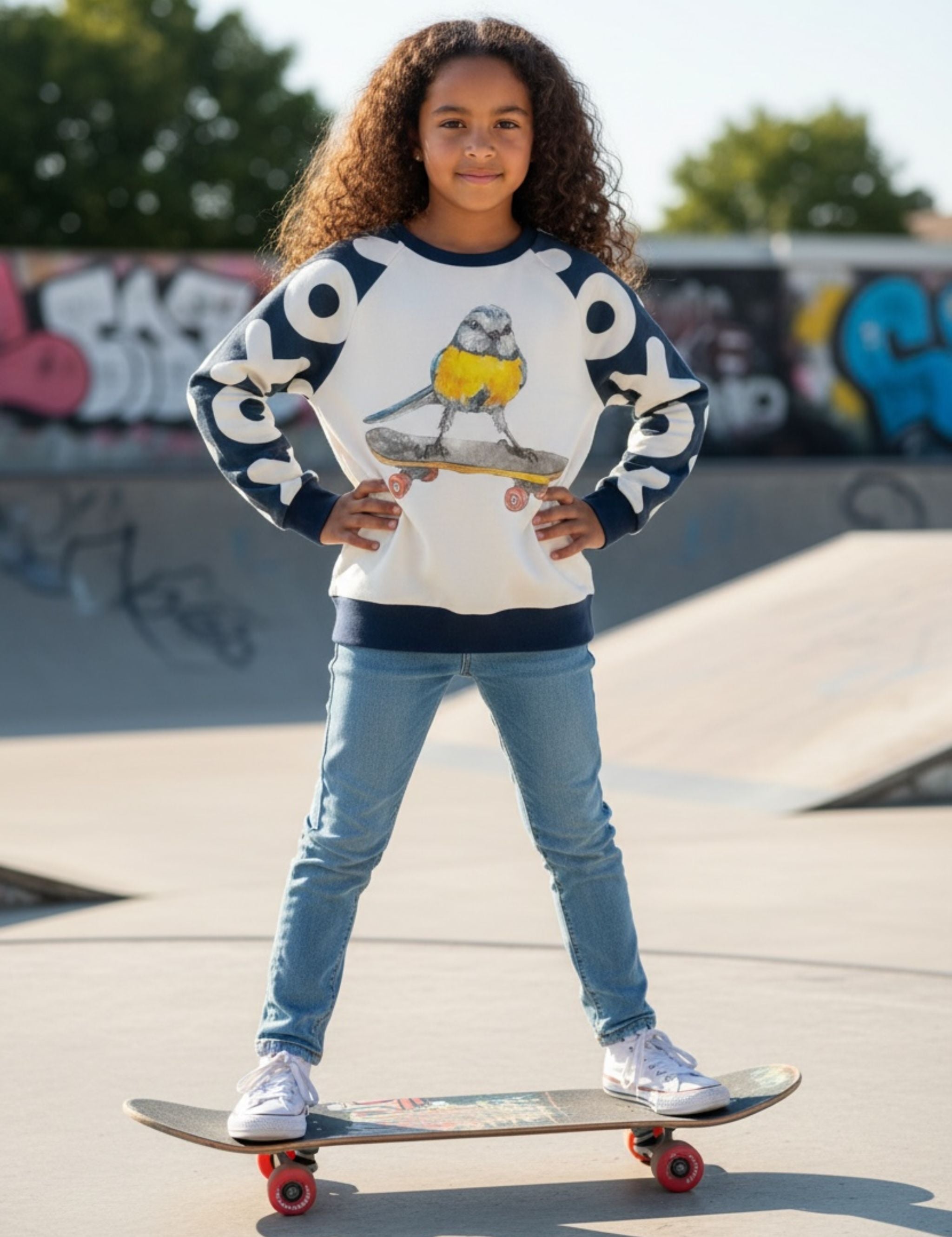 Organic LS Raglan Tee - Skateboard Birdie