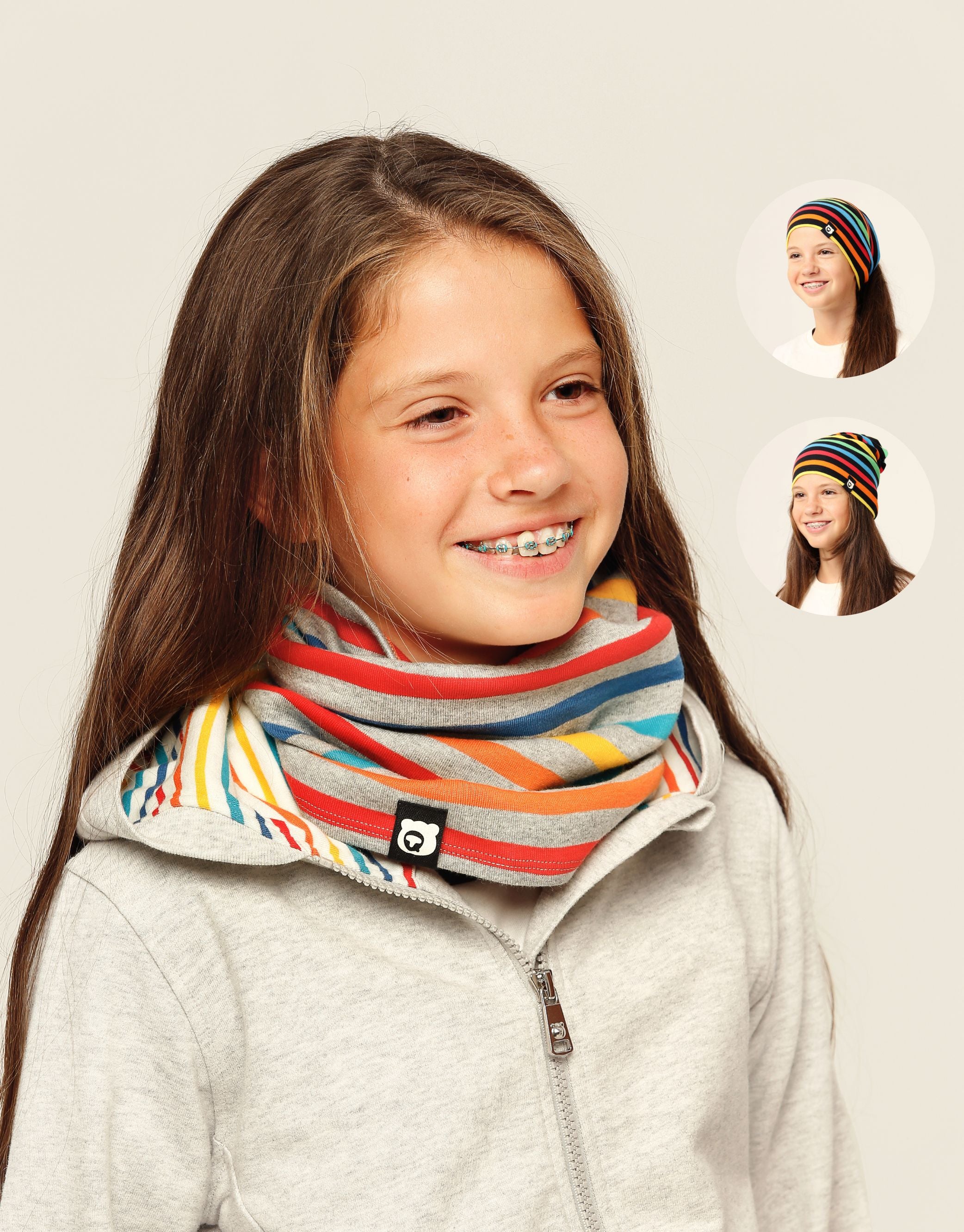 Organic Cosy Rib Snood - Grey Multistripe