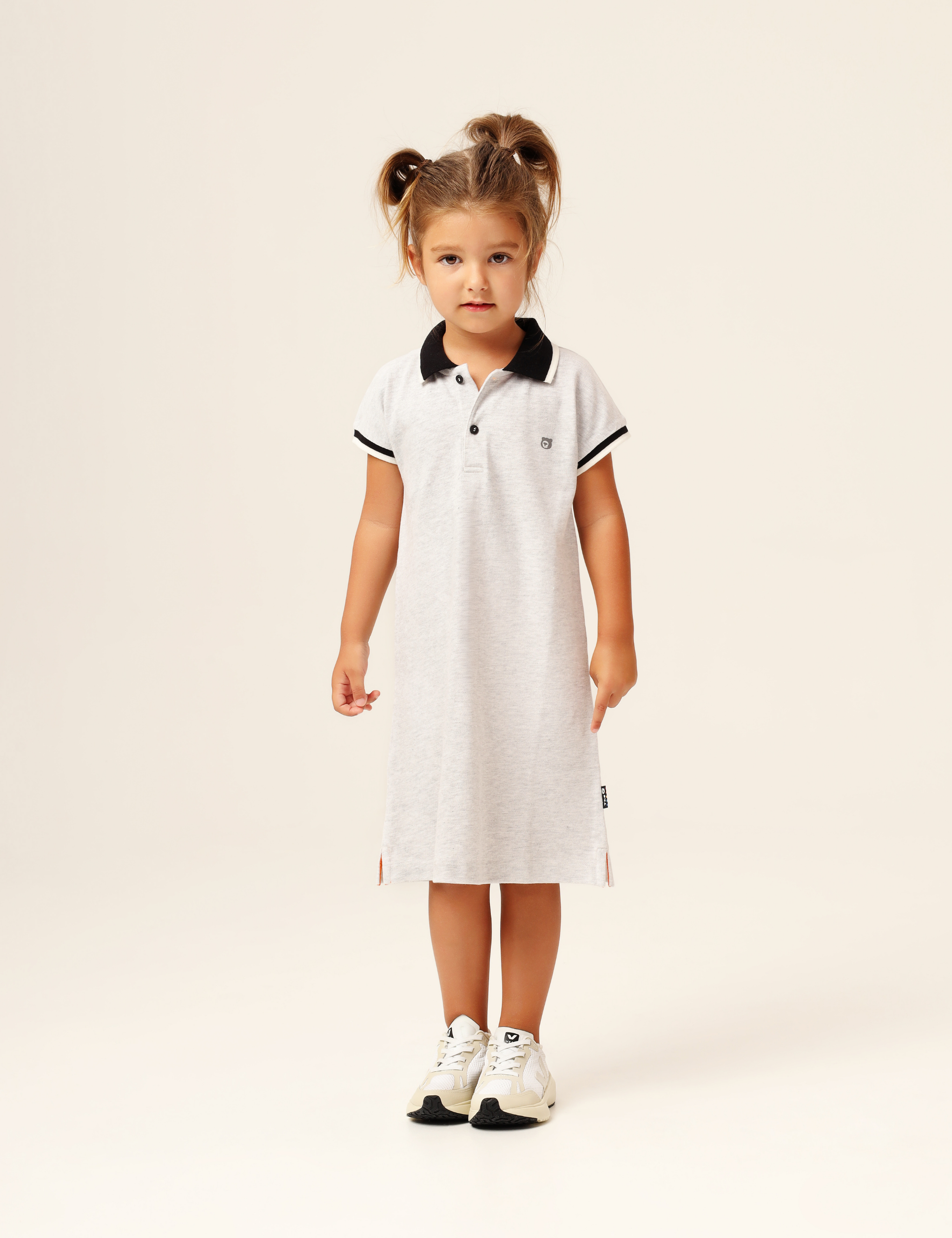 Organic Polo Dress - Grey Marl