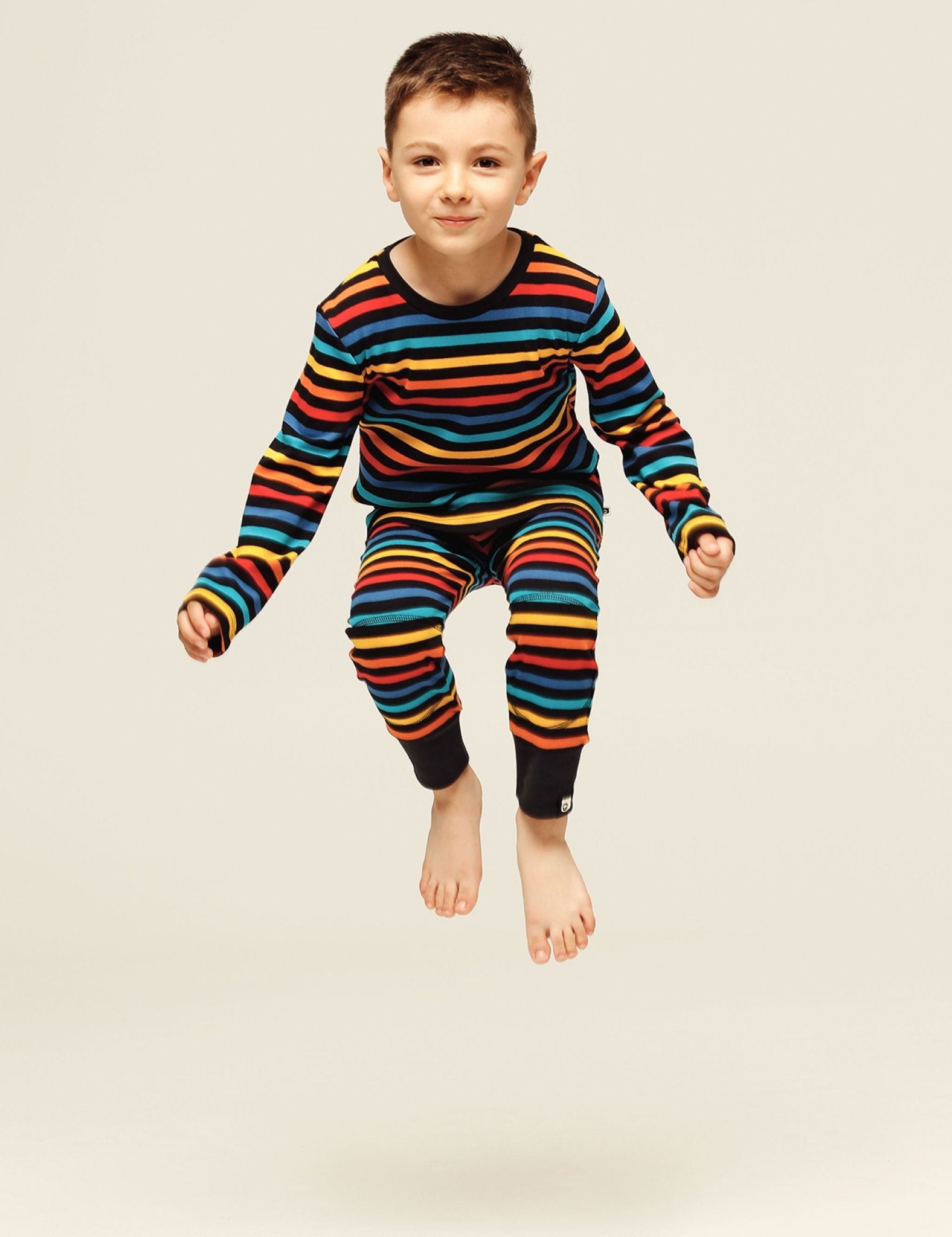 LS Cosy Rib Tee - Black Multistripe - The QT